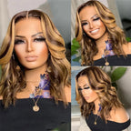 Highlight 4/27 Colored Bob Wig 360 Transparent Lace Wig Human Hair For Women