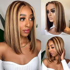 Highlight 4/27 Color Human Hair 180 Density Bob Wig 13×4 Lace Front Human Hair Wigs