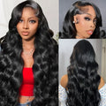 200 Density Natural Color Body Wave 13x4 Transparent Lace Front Human Hair Wig Pre Plucked