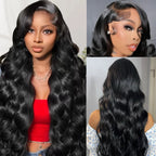 200 Density Natural Color Body Wave 13x4 Transparent Lace Front Human Hair Wig Pre Plucked