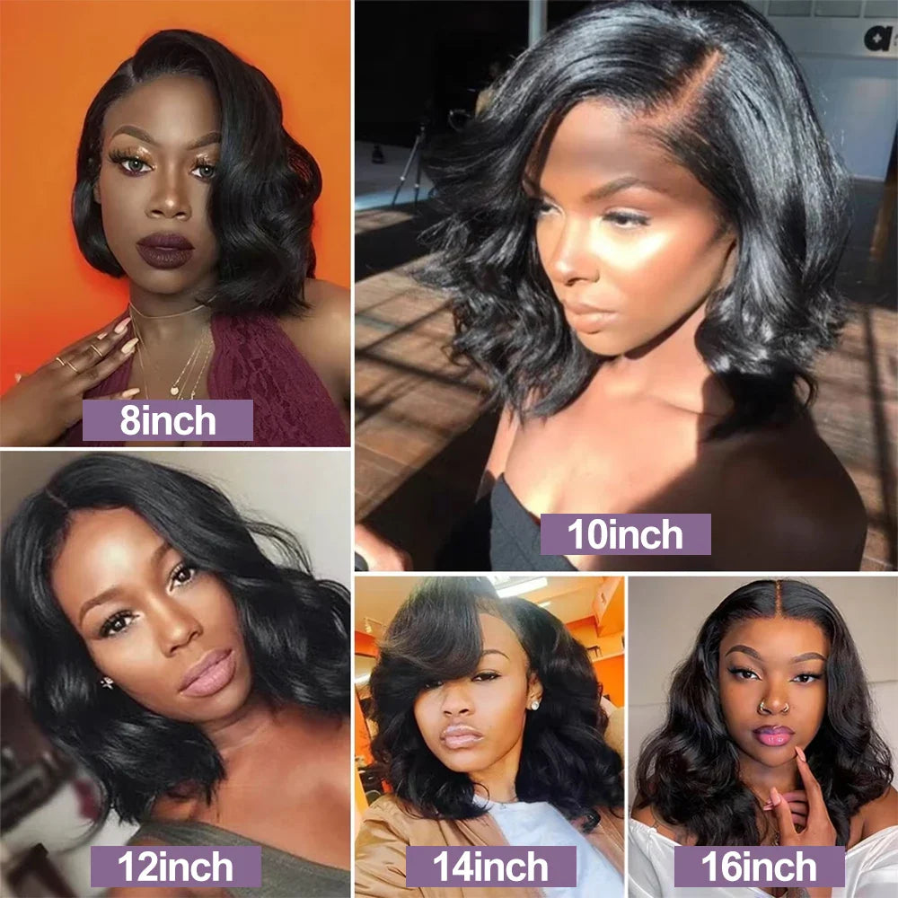Bob Wig Natural Color Body Wave 360 Lace Human Hair Wigs For Women