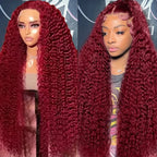 Transparent Lace 180 Density 13x4/13x6 99j Colored Deep Wave Lace Front Human Hair Wigs