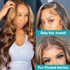 Highlight 4/27 Colored 180 Density Transparent Lace 13x4  Body Wave Lace Front Human Hair Wigs Pre Plucked