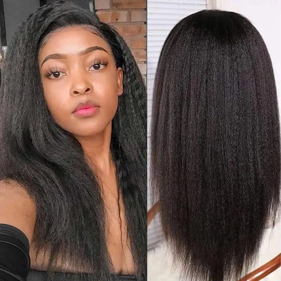 Yaki Straight Natural Color High Density 360 Lace Human Hair Wigs For Women
