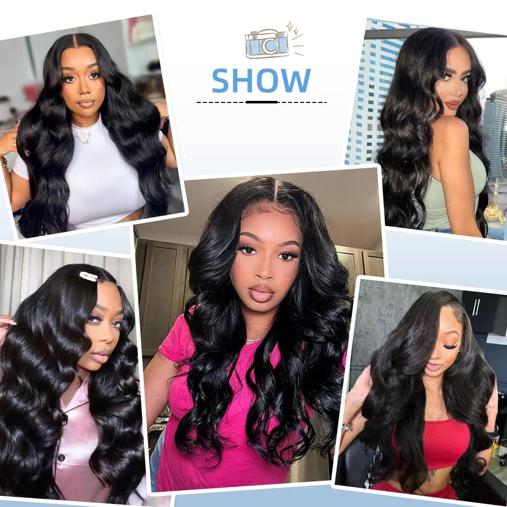 200 Density Natural Color Body Wave 13x4 Transparent Lace Front Human Hair Wig Pre Plucked