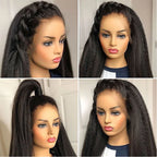 360 Lace Kinky Straight Natural Color Human Hair Wig With Baby Hair Transparent Lace