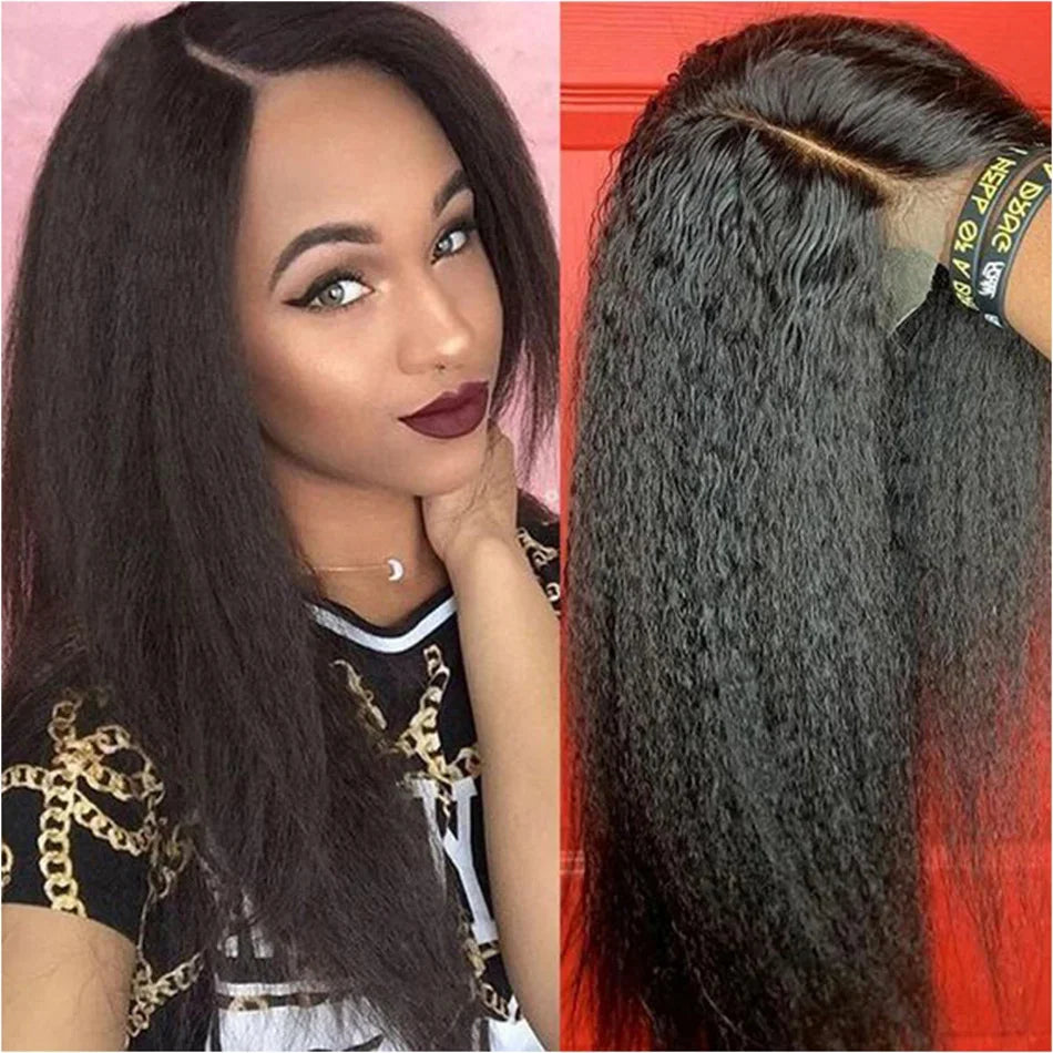 Yaki Straight Natural Color High Density 360 Lace Human Hair Wigs For Women