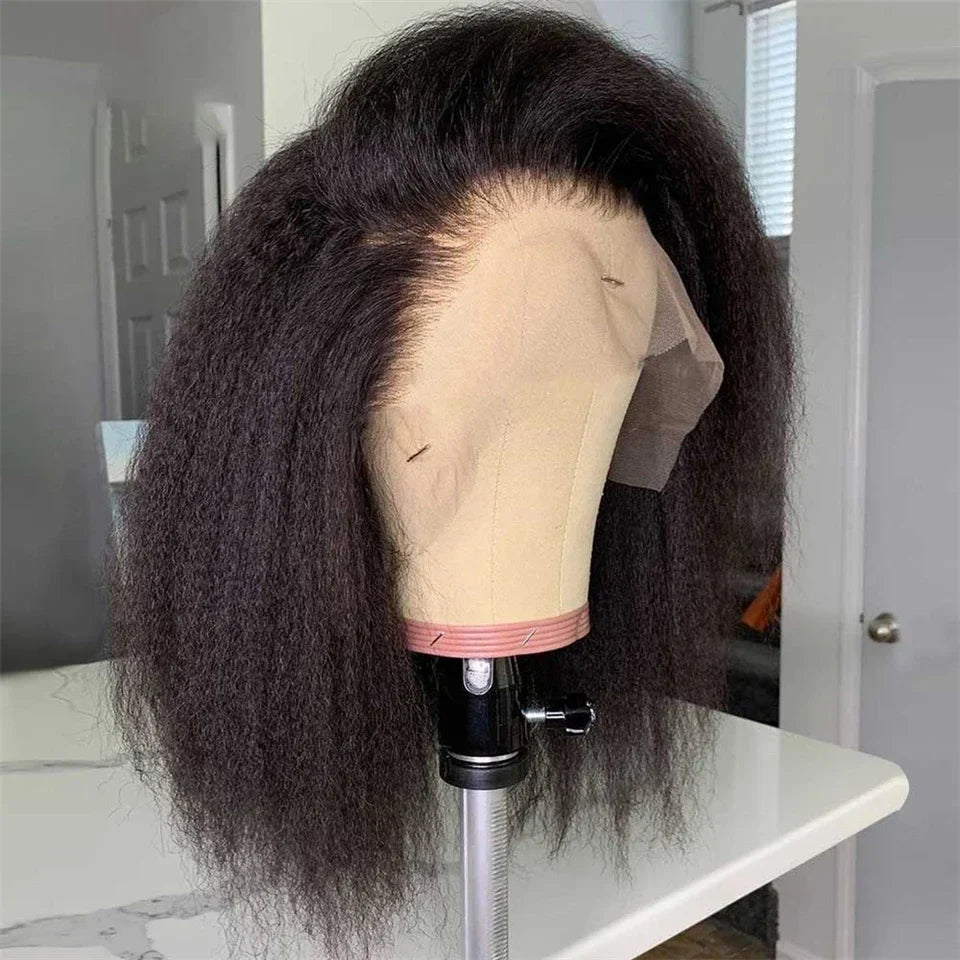 360 Lace Kinky Straight Natural Color Human Hair Wig With Baby Hair Transparent Lace